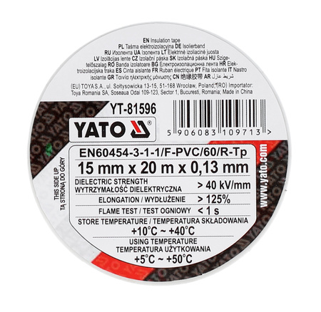 Yato taśma izolacyjna biała 15mm 20m YT-81596