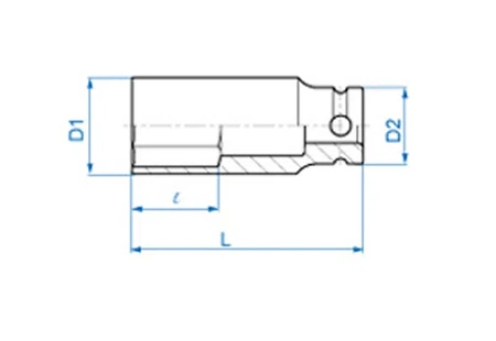King Tony nasadka udarowa długa 6-kątna 1/2" 10x80mm 443510M