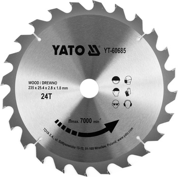 Yato tarcza widiowa do drewna 235x24Tx25,4mm YT-60685