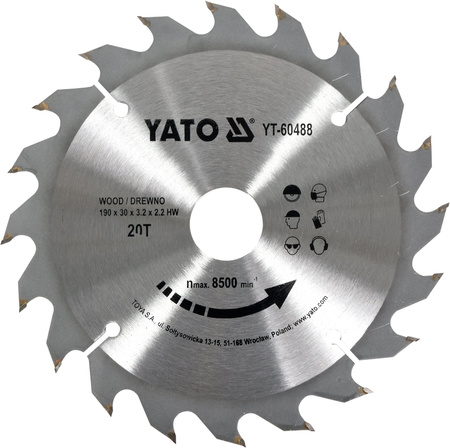 Yato tarcza widiowa 190x20Tx30mm do drewna YT-60488