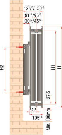 Diamond grzejnik stalowy panelowy 600x1100mm z zasilaniem bocznym i wieszakiem 22-600x1100