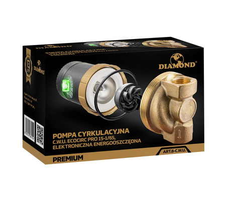 Diamond energooszczędna pompa cyrkulacyjna CWU Ecocirc Pro 15-1/65 Premium elektroniczna ART.8-C.W.U.
