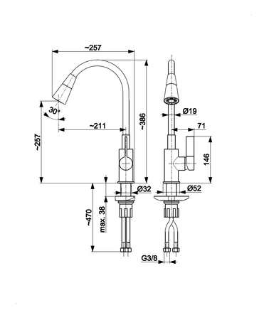 KFA Armatura zlewozmywakowa Rumba Duo z elastyczną wylewką chrom/czarna 6553-925-00