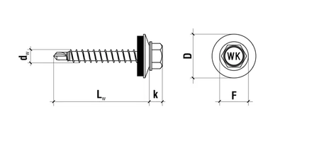 Wkręt-Met wkręt samowiercący z podkładką EPDM do wzdłużnego mocowania blach na zakład RAL7024 4,8x19mm WSBP-48019-7024