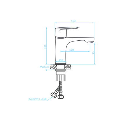 Kuchinox bateria umywalkowa stojąca Sagra czarna BQR 722D