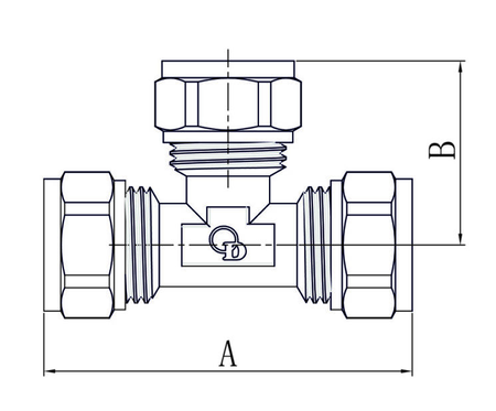 Diamond trójnik potrójny PEX-AL-PEX 20x20x20 mosiądz FTN-009.20x20x20.T-3