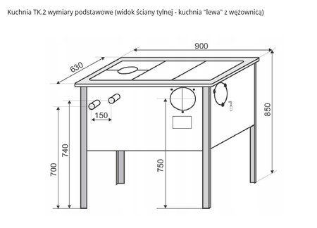Hydro-Vacuum zestaw kuchnia węglowa Eco design TK2 6,5kW z wkładem grzewczym wersja prawa