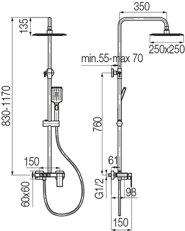 Valvex deszczownia ARS z baterią natryskową chrom 2420150