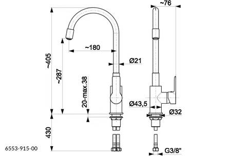 KFA Armatura bateria zlewozmywakowa Rumba stojąca z elastyczną wylewką chrom/szara 6553-915-63