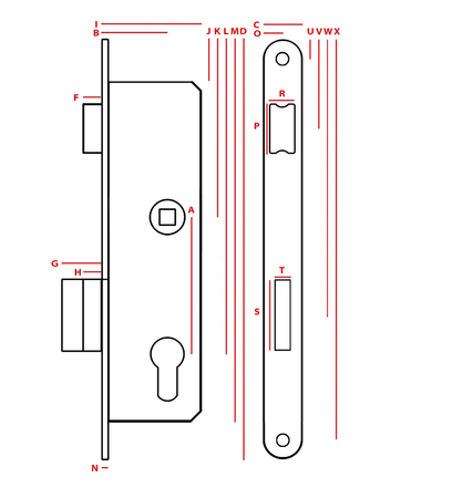 Jania zamek wąski Zapadka 72/34 na klucz lewy Z218