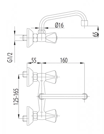 KFA Armatura bateria umywalkowa ścienna chrom Standard 300-310-00