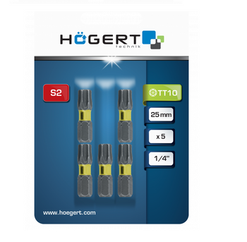 Hogert końcówka wkrętakowa udarowa Torx TT10 25mm 5 sztuk HT1S135