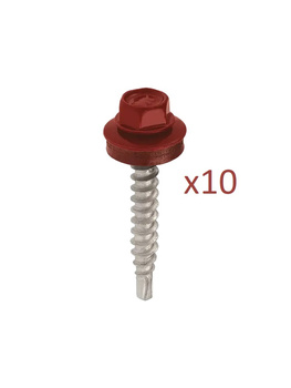 Wkręt-Met wkręt samowiercący z podkładką EPDM do mocowania blach do podłoża drewnianego RAL8017 4,8x55mm WFD-48055-8017